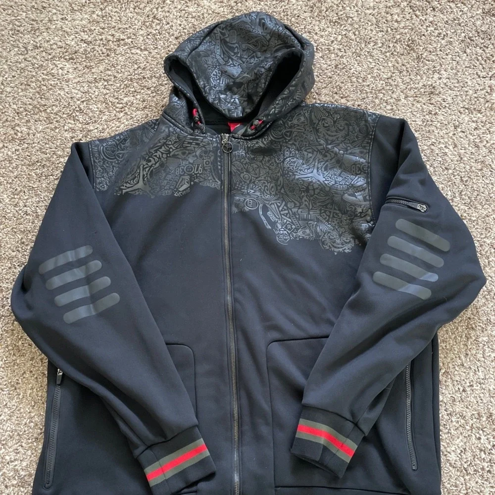 Jordan Mens 3XL Full Zip Hoodie Black Graphic Red Label Sweatshirt Urbancore‎